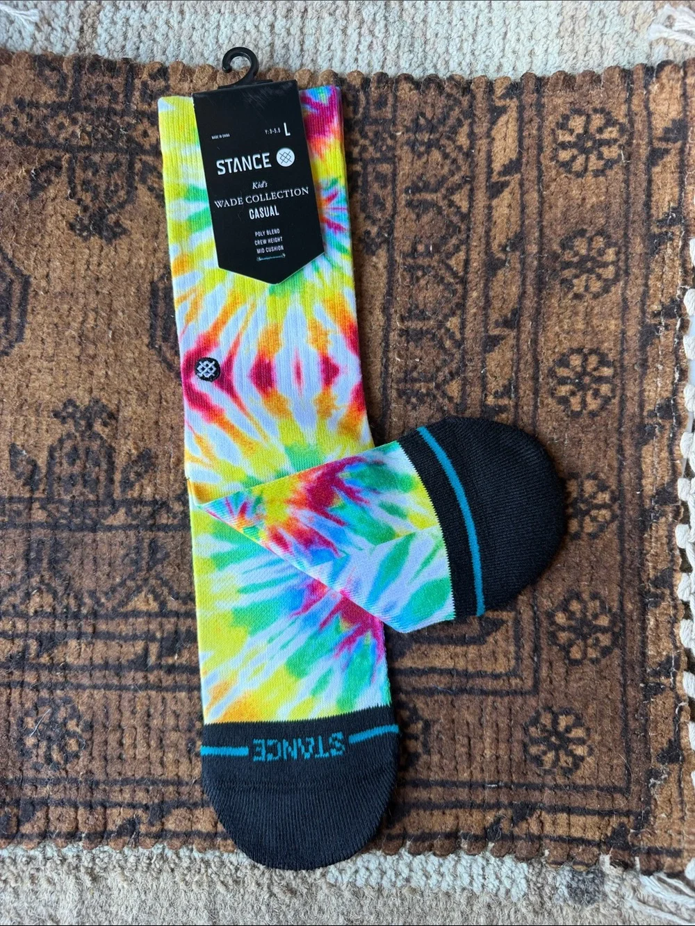 Stance Kid’s WADE COLLECTION Tie-Dye Crew Socks — Yellow, Blue, Pink, Green